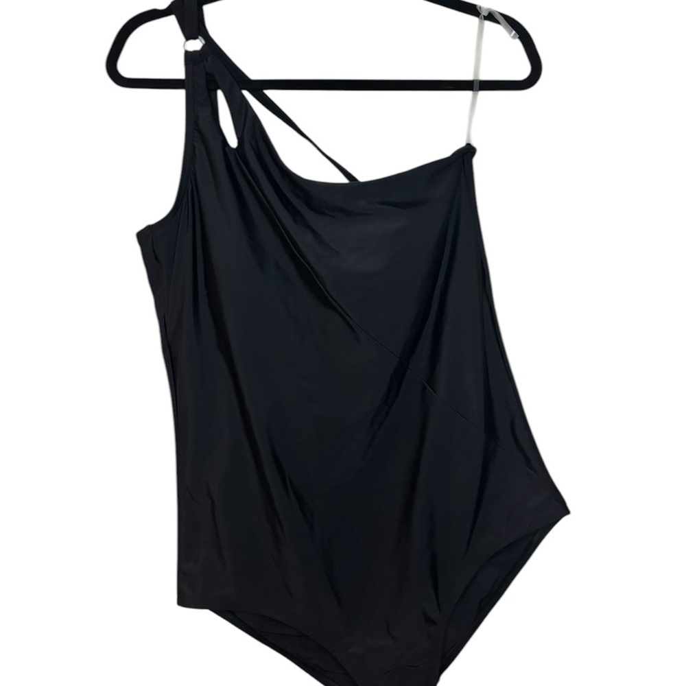 Land’s End Black One-Shoulder Swimsuit size L